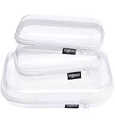 YQBRAO 3 Pack Clear Hard Shell Zipper Case, 1.2mm Heavy Duty Crush-Proof Travel Makeup Bag, TSA A...