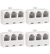 Menewstart 3 Way Telephone Splitter Wall Jack Adapter, 4 Pack, White, 1 Male to 3 Converter Cable...