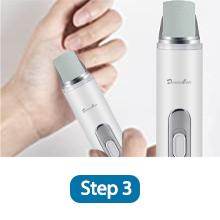 Step 3: Smooths nail edges and surface with the Smoothing Grinding Head.