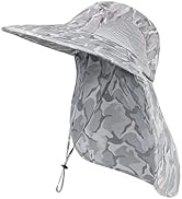 Outdoor Sun Hat for Men with 50+ UPF Protection Safari Cap Wide Brim Fishing Hat with Neck Flap, ...