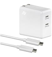 Powerland USB C Gan Charger 65W,Dual USB-C Ports Fast Wall Charger Adapter with 4ft Cable, PD Fol...