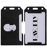 Pawfly Multi Badge Holder 2 Sided Vertical Black ABS Rigid Plastic ID Card Protector, 5 Pack