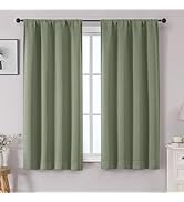 OWENIE Sally Blackout Curtains for Bedroom 63 Inch Length 2 Panels Set, Solid Thermal Insulated R...