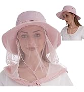 USHAKE Head Net Hat, Safari Hat Sun Hat Bucket Hat with Hidden Net Mesh