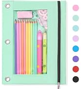 SUNEE Pencil Pouch for 3-Ring Binder, Large Pencil Case with 3 Reinforced Grommets, Zipper Pencil...
