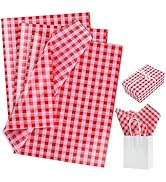 BEISHIDA Gingham Tissue Paper Bulk, Red and White Checkered Wrapping Tissue Paper for Gift Bags, ...