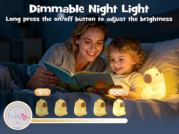 Squishy Christmas Capybara Night Light with RGB Modes Dimmable