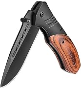 KEXMO Pocket Knife for Men - Sharp Blade Wood Handle Pocket Folding Knives with Clip, Glass Break...
