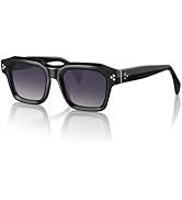 gesruny Men’s Sculptural Flat-Top Acetate Sunglasses – Bold Square Frame with Spring Hinges & UV4...