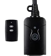 HBN Outdoor Indoor Wireless Remote Control 3-Prong Outlet Weatherproof Heavy Duty 15 A Compact 1 ...