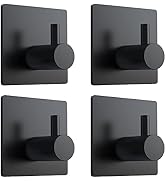 VIS'V Adhesive Hooks, Black Self Adhesive Towel Hooks Waterproof Shower Wall Stick on Hooks Heavy...