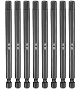 HARFINGTON 8pcs Flat Hex Head Drill Bit H6 (6mm) Magnetic Tip 1/4" Hex Shank 100mm (4") Long Mirr...