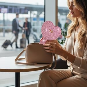 bling rhinestone heart mirror sparkly heart hand mirror portable mirror travel hand mirror