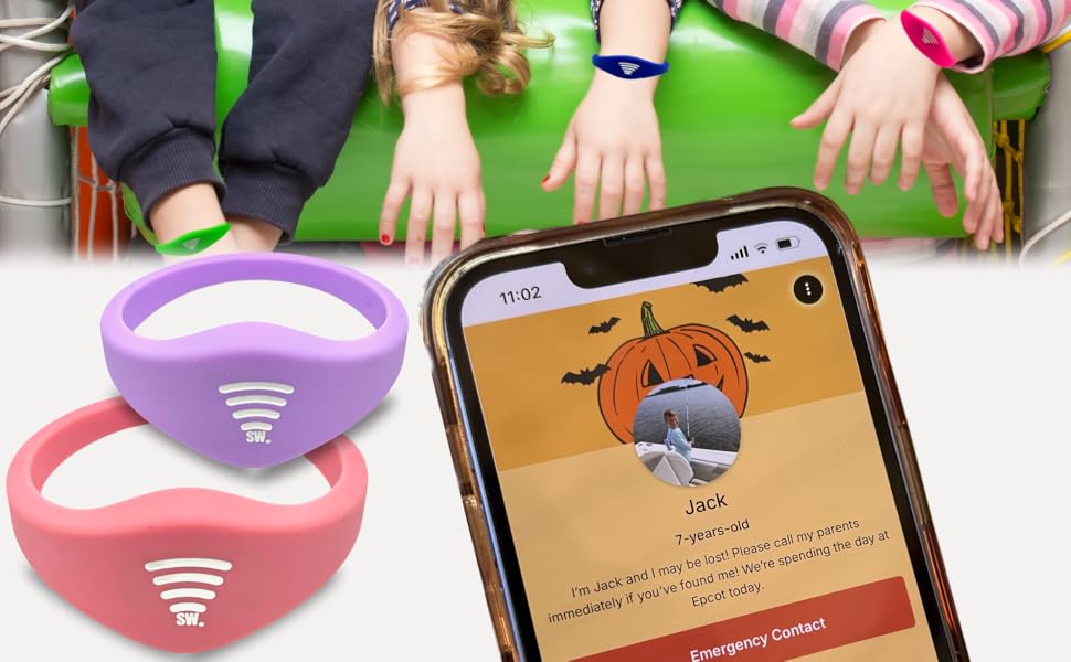 Kids tracker bracelet - wear this smart band for quick location & emergency alerts for your child.