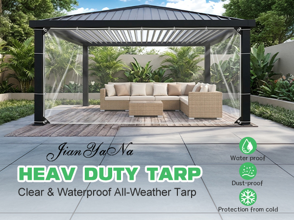 JIANYANA Clear PVC Tarp | See-Through Outdoor Protection That Doesn’t Block Your View