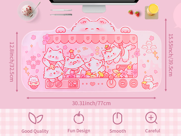 Cute Kitty Desk Mat Kawaii Desk Pad Gaming Mouse Pad Cat Deskmat Mousepad