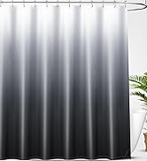 OLANLY Luxury Shower Curtain, Black Grey Ombre Shower Curtain Sets with 12 Shower Curtain Hooks, ...