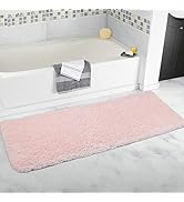 Bathroom Runner Rug, Non Slip Pink Bath Mat Plush Bathroom Rugs, Washable Long Carpet Bath Rugs f...