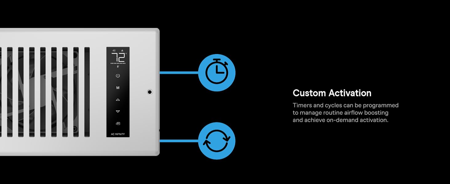 Register Booster Fan Improves Heating Cooling 10-Speed Control Bluetooth App Control