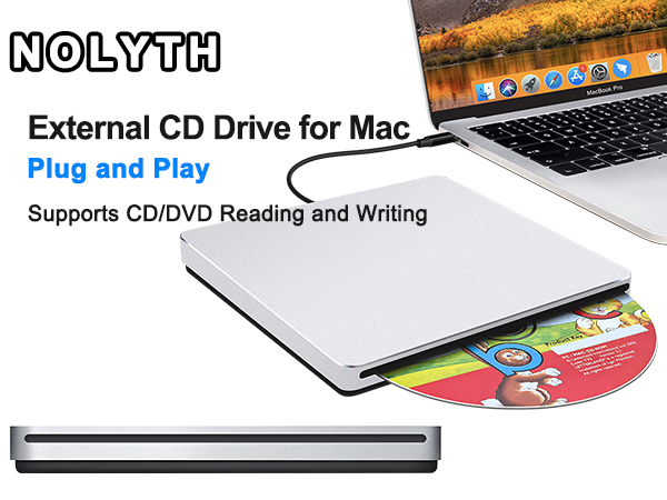 This external CD drive is made of aluminum alloy and very perfect match for Mac, MacBook and iMac.