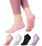 CoolMate Pilates Socks with Grips for Women, Yoga Socks, Crew Non Slip Women for Workout, Barre, ...