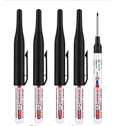 4 Pcs Black Multi Purpose Deep Hole Marker Pens,Long Nib Head Marker Waterproof Colorful Carpente...