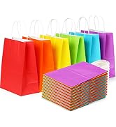 SHOPDAY 36 PCS Party Favor Bags 5.25x3.75x8 Small Gift Bags with Handles Bulk, Rainbow Kraft Pape...