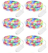 Minetom 6 Pack Multicolor Fairy Lights Battery Operated - 7ft 20 LED Waterproof Short Micro Firef...