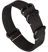 Benchmark Basics Leather Watch Band - Zulu Crazy Horse Oiled Leather One-Piece Military Watch Str...