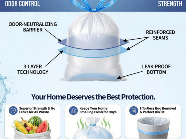6 gallon bathroom trash bags drawstring clean garbage bags unscented plastic trash can liners