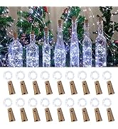 Etinga 18 Pack Wine Bottle Lights with Cork, 20 LEDs 6.6 Feet Silver Wire Cork Bottle Lights,Fair...