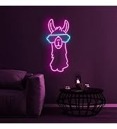 mllusxg Llama with Sunglasses Neon Sign, Cute Llama LED Art, Home & Kids Room Decor, Animal Lover...