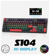 RK ROYAL KLUDGE S104 Wireless Mechanical Keyboard w/Screen & Knob, Tri-Mode 101 Keys Full Size To...
