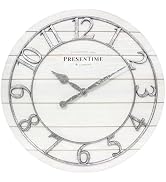 Presentime & Co Classic Farmhouse Shiplap Clock, 19.5 inch, Galvanized Finish Arabic Numerals wit...