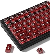 dagaladoo Red Clear keycaps,Transparent keycaps 60 75 100 Percent,Ceramic Jelly Key caps Set,Shin...