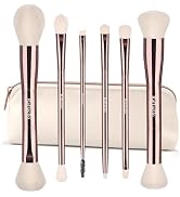 Raffaello 6-in-12 Dual-Ended Makeup Brushes Set, Sustainable Rose Gold Brushes with Recycled Mate...