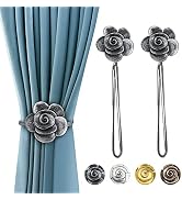 Curtain Ties Magnetic, Aimou Resin Flower Curtain Tiebacks Vintage Curtain Drapery Holdbacks, Mag...