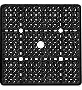 Naoloture Large Black Square Shower Mat Non Slip 27 x 27 Inch, Soft Bath Mat Tub Mat for Inside S...