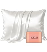 LYSHIN Silk Pillow Cases Standard Size with Hidden Zipper, Ivory | 19 Momme Mulberry Silk Pillowc...