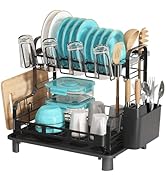 Boosiny Dish Drying Rack, 2 Tier Large Stainless Steel Sink Dish Rack for Kitchen Counter, Drying...