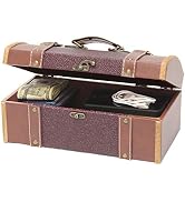 Vintage Inspired Decorative Wooden Treasure Chest and Shoe Box with Handle and Strap Ideal as Kee...