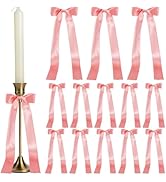 HOBBIESAY 16Pcs Christmas Candlestick Bows Pink Candle Stick Decor Bows Candle Holder Bow Coquett...
