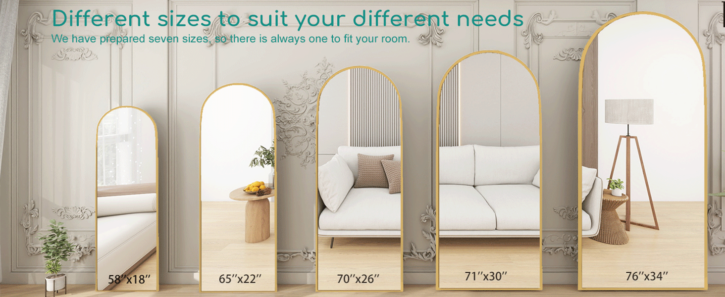 Arched Full Length Mirror Gold frame