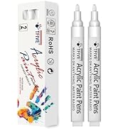 TFIVE White Paint Marker Paint Pens - 2 Pack Acrylic Permanent Marker, 2-3mm Medium Tip, Paint Pe...