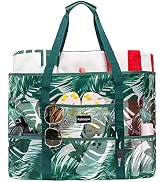 KABAQOO Mesh Beach Bag, Extra Large Beach Bags with 9 Pockets & Zipper Waterproof Lightweight Bea...