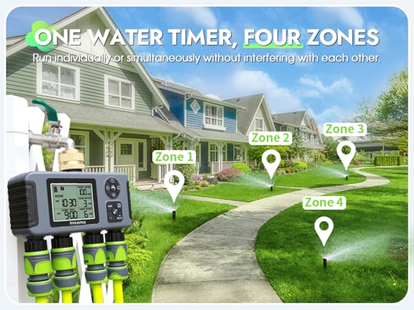 4 zones water timer