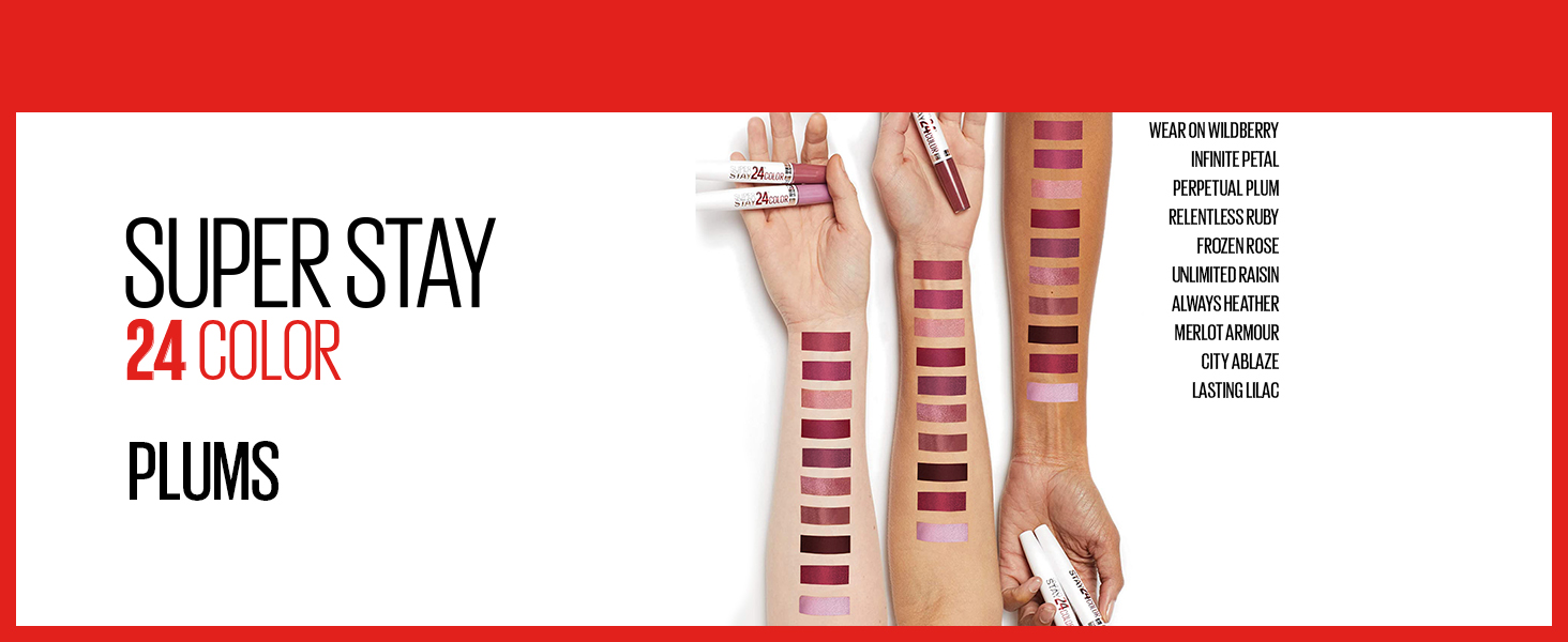 super stay 24 color shade guide - plums