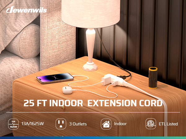 25ft flat extension cord
