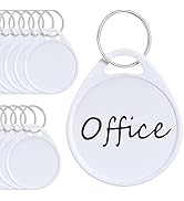 Uniclife 1.5 Inch Tough Plastic Key Tags Sturdy Round White Item Identifiers with Blank Paper Lab...