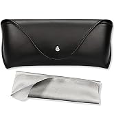 Portable Leather Glasses Case,Flexible Sunglasses Pouch Slim Case for Women Men Horizontal Eyegla...